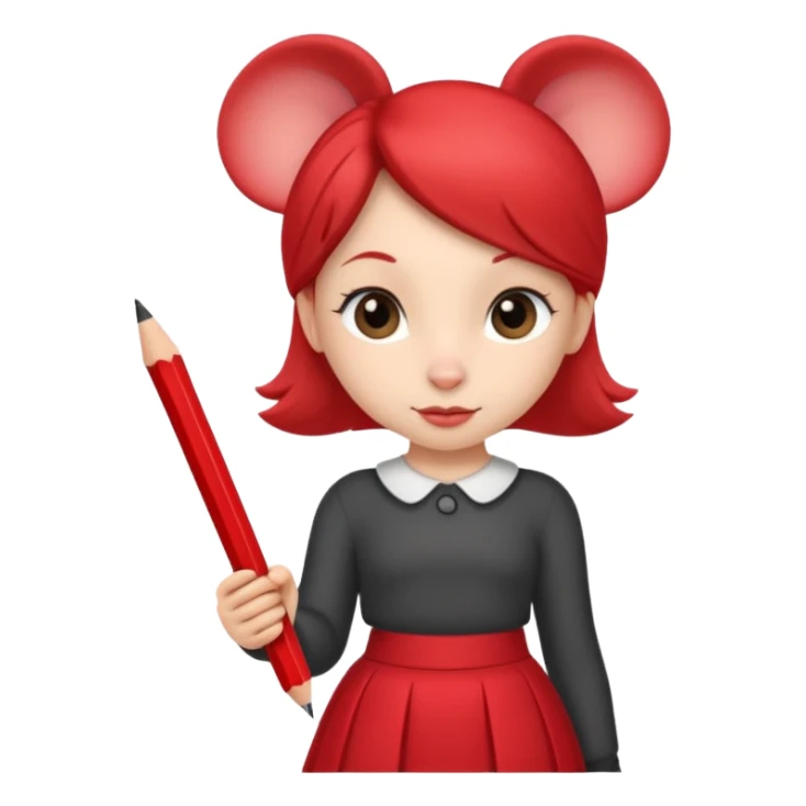 Petite souris avec jupe rouge à l'école sticker