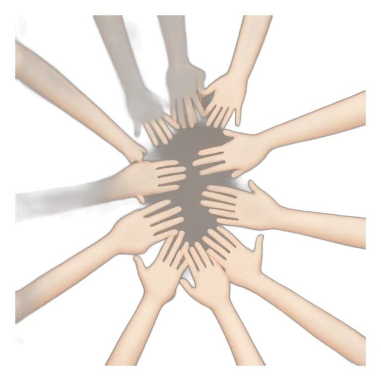 circle of white skin hands touching each other sticker