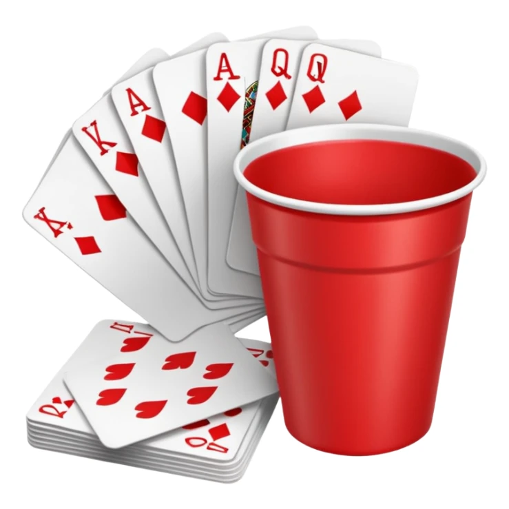 cards around a red solo cup sticker