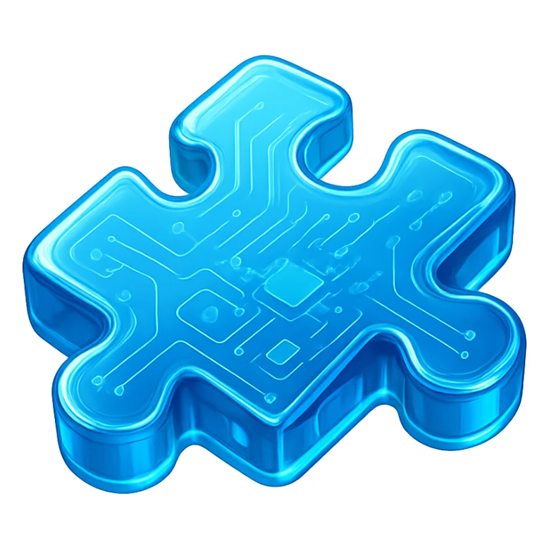 jigsaw puzzle piece in shiny glossy circuit style design sticker