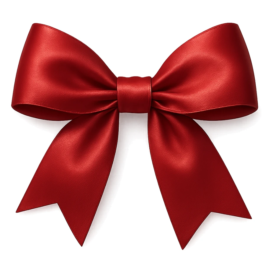 classic bow, red satin, shiny, simple and elegant, tied neatly sticker