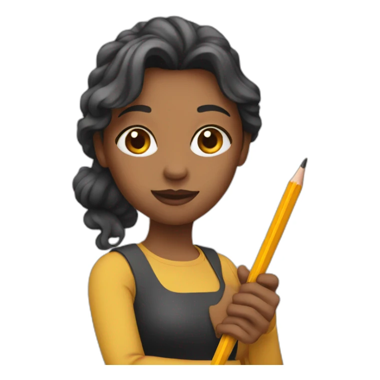 woman holding a pencil sticker