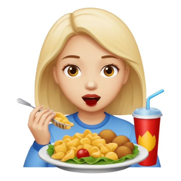 girl eating a lot of food sticker