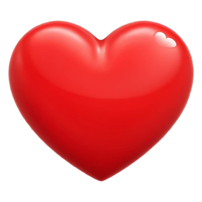 Apple-style 3D illustration of a bright red heart, centered on a clean white background, glossy and rounded, soft shadows for depth, symbolizing love, warmth, and emotion, isolated and minimal design sticker
