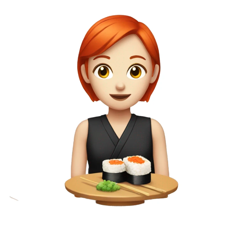 Red head girl eating sushi sticker