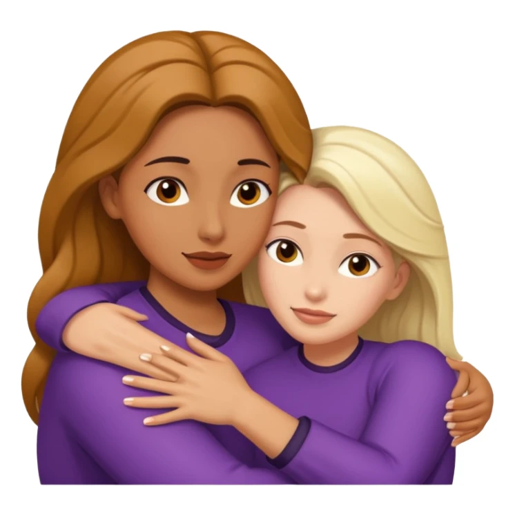 One cubby tan skin woman hug with one white woman sticker