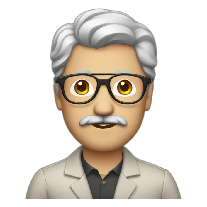 one brown-hair middle aged male designer with moustache glasses sticker