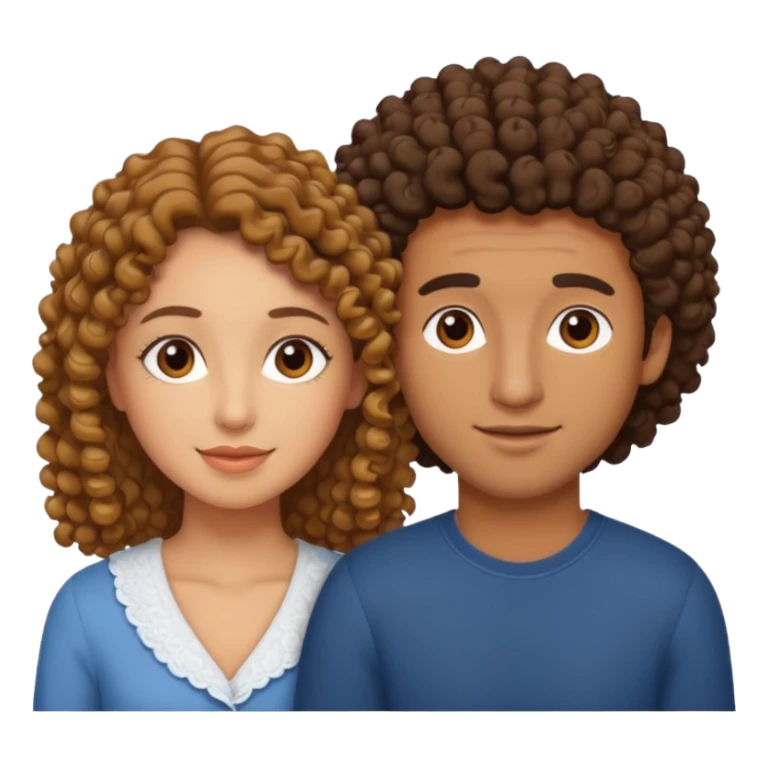 married curly girl & straight hair brown guy sticker