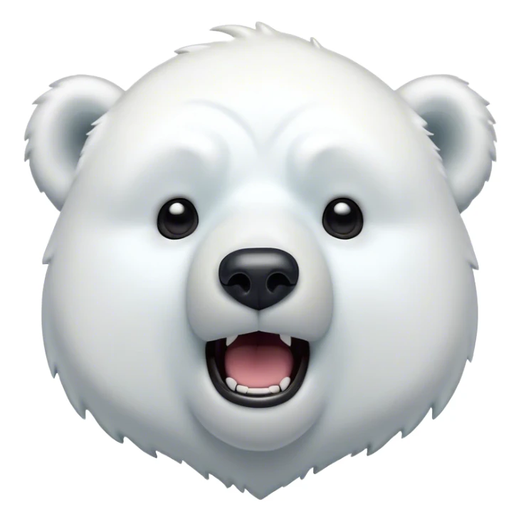 Cinematic Comical Polar Bear Portrait Emoji, Head tilted dramatically with an exaggeratedly shocked expression, featuring a robust, snowy build with wide, comically expressive eyes full of humorous disbelief, Simplified yet hilariously expressive features, highly detailed, glowing with a slightly sassy polar glow, high shine, dramatic yet playful, stylized with an air of quirky arctic attitude, soft glowing outline, capturing the essence of a meme-worthy polar bear that appears ready to side-eye its way into viral fame! sticker