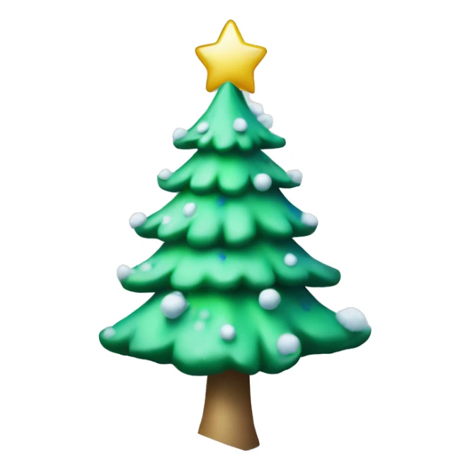 Light colored green Christmas tree with snow on the edges and blue ornaments  sticker