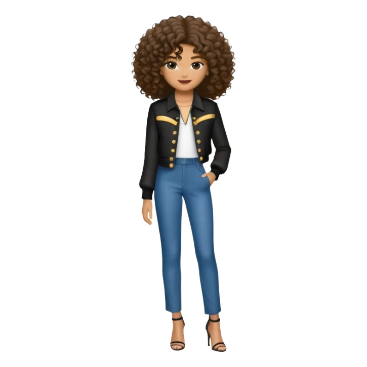 Zendaya with curly hair and stylish outfit sticker