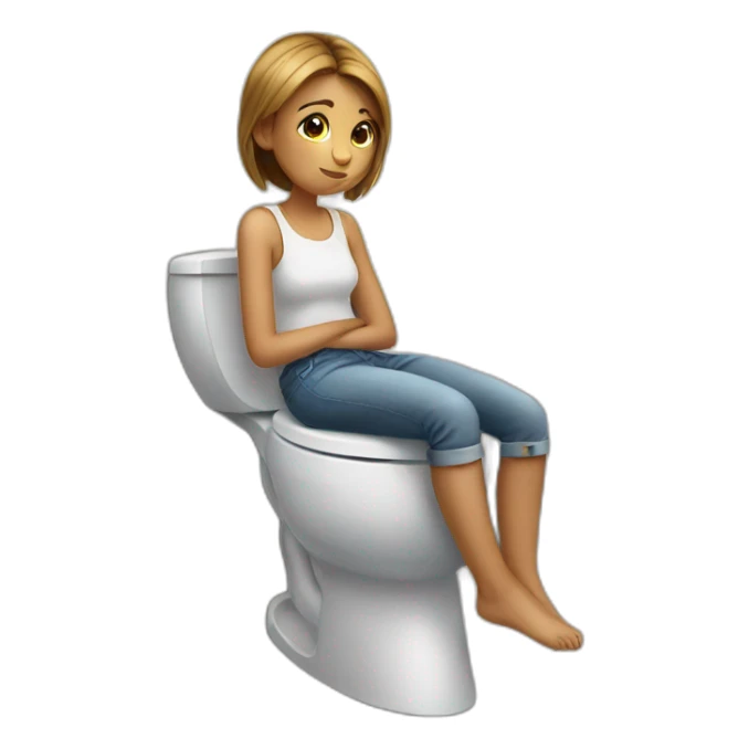 Girl is sitting on toilet sticker