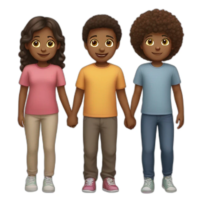 Four kids holding hands sticker