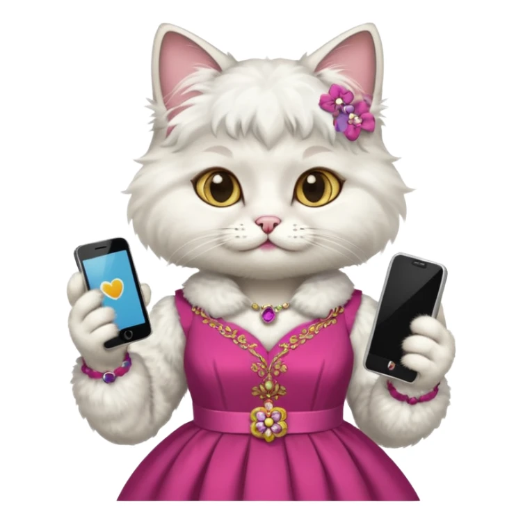 russia cat with custome dress and smartphone sticker