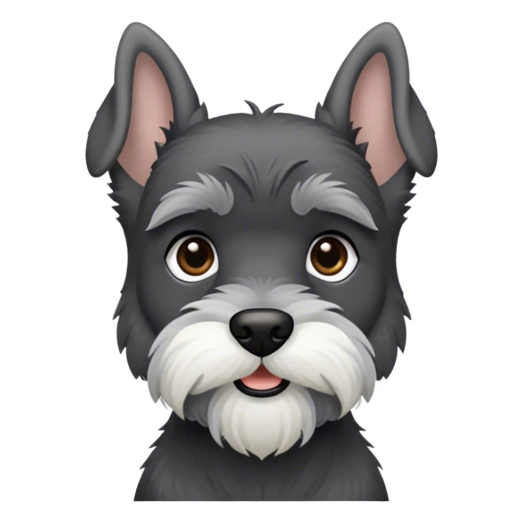Black and gray miniature schnauzer with ears up but not docked sticker