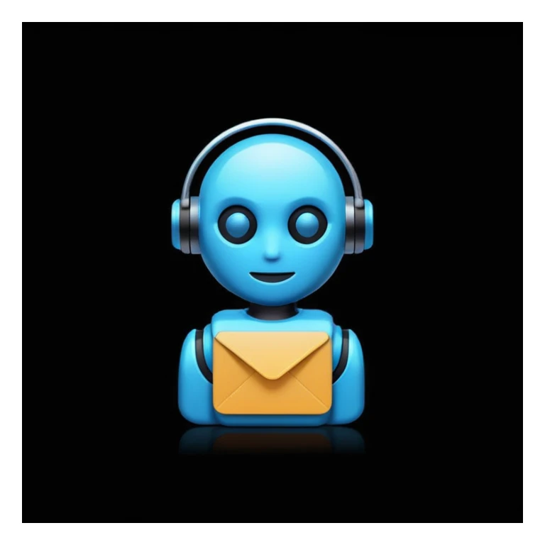 mailing bot logo, minimal style, flat icon, black background, neon blue accents, modern tech aesthetic
 sticker