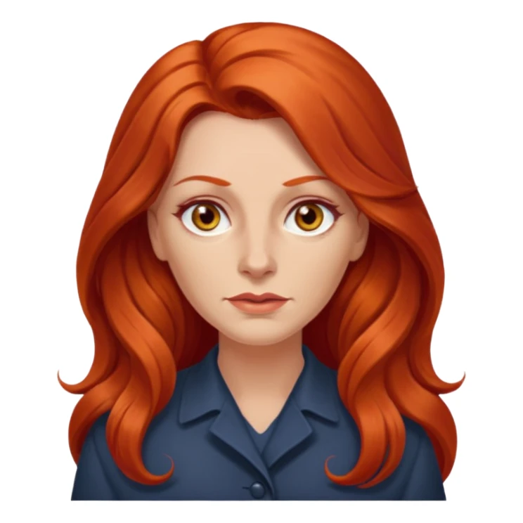 Heavy set mid 50's long red hair women hazel eyes sticker