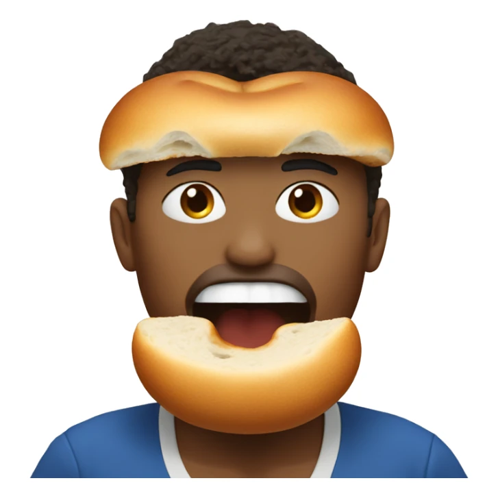 Someone eating a bagel shaped basketball sticker