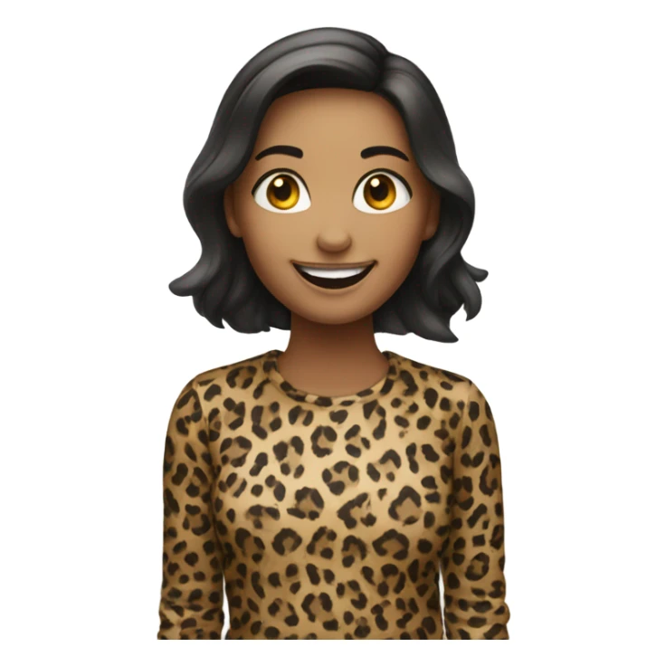 smiling girl in leopard print and no problem sign sticker