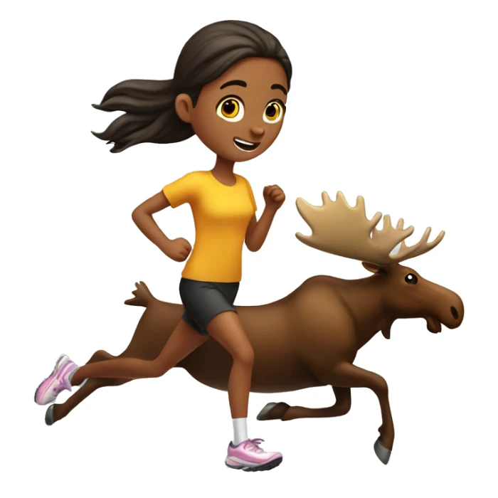 a girl running and the moose  sticker
