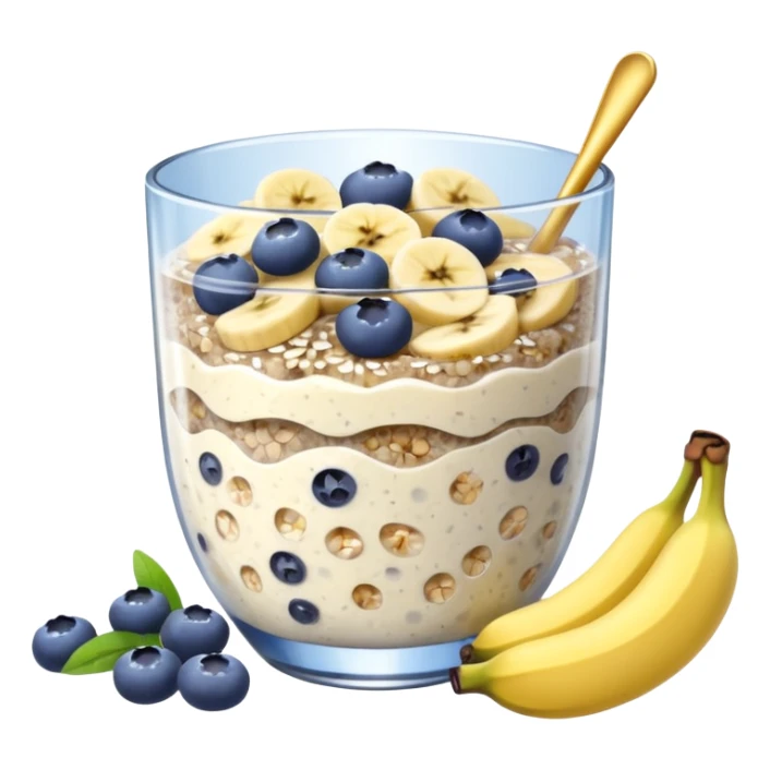Overnight oats with banana slices,blueberries, honey, sky, chiaseeds sticker