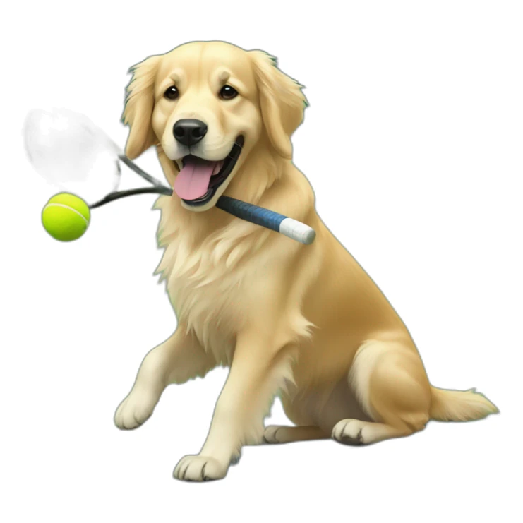 Golden retriever plays tennis sticker