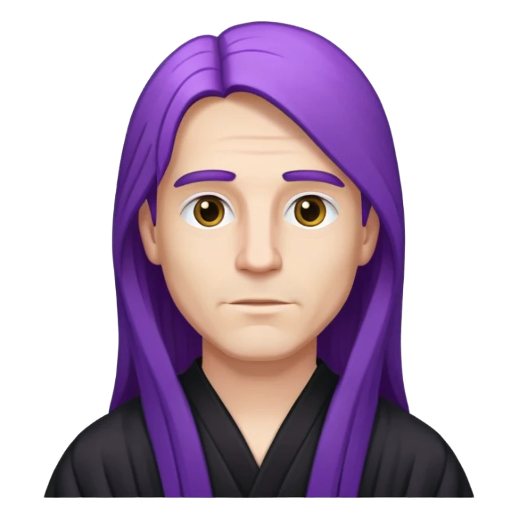 Purple long straight hair white man with black robe  sticker