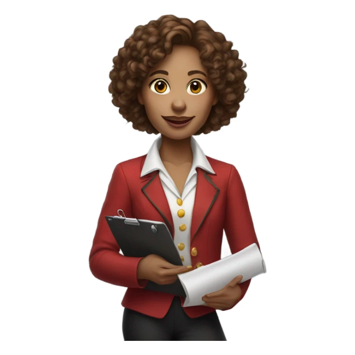 Woman brown curly hair circus director sticker