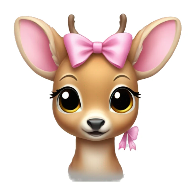 baby deer with fairy wings and a pink bow around its neck  sticker
