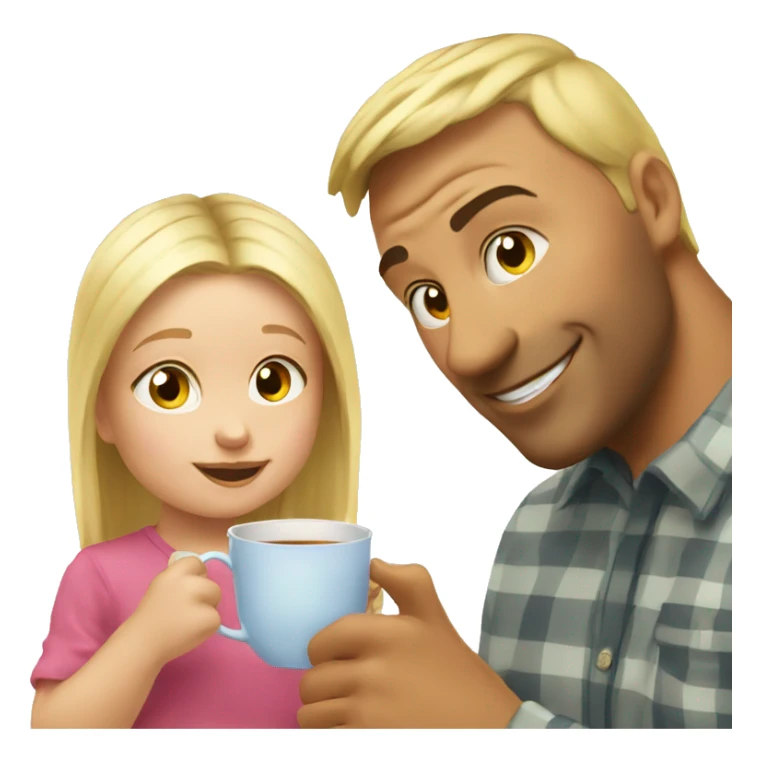 blonde dad drinks tea with his babydaughter sticker
