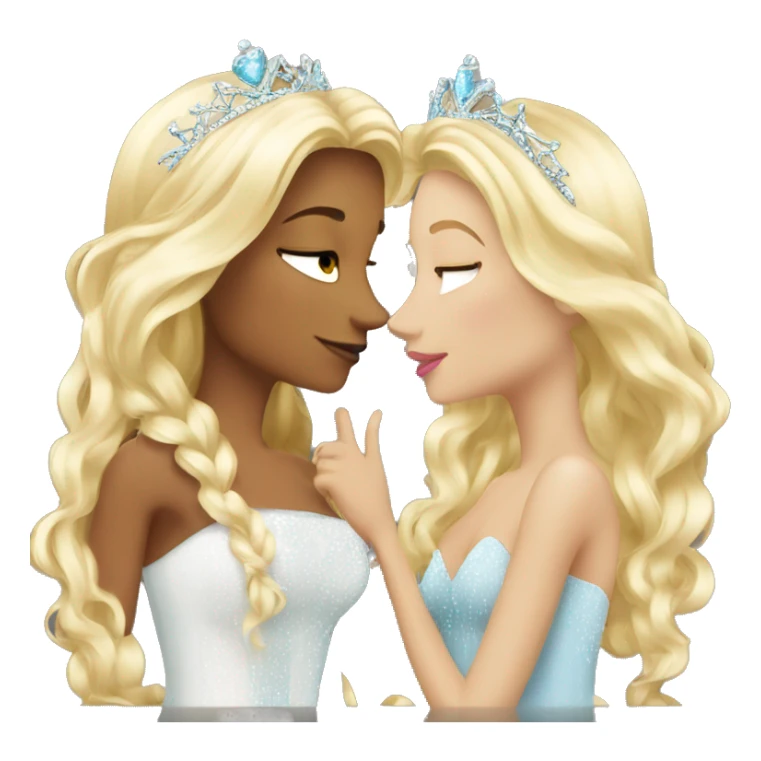 2 women princesses couple blonde kiss sticker