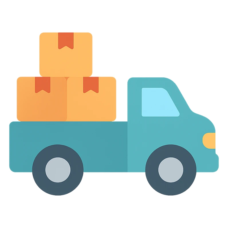 a delivery truck with boxes, flat color style sticker