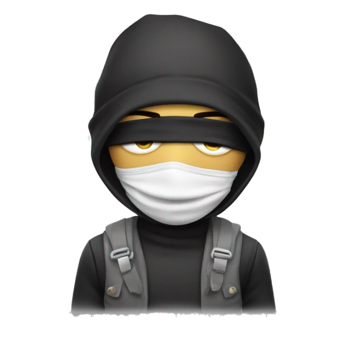 Robber with a blindfold and a bag of money on his shoulder sticker