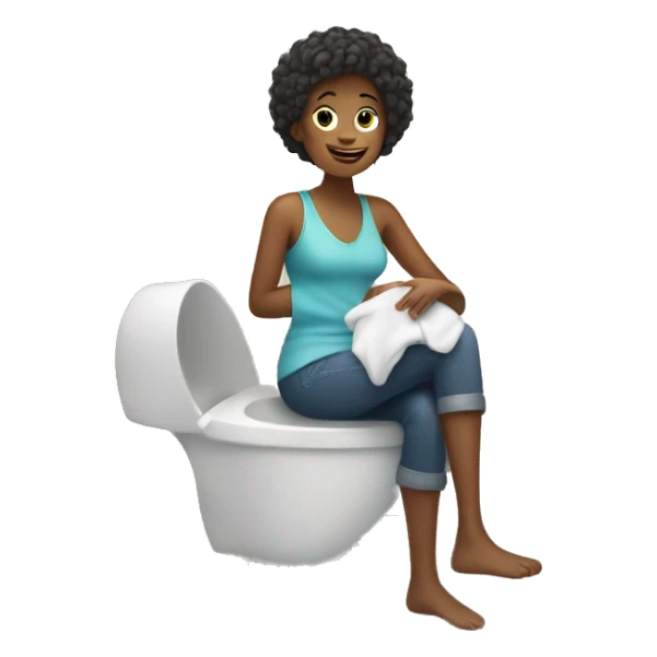 Woman sitting in bathroom  sticker
