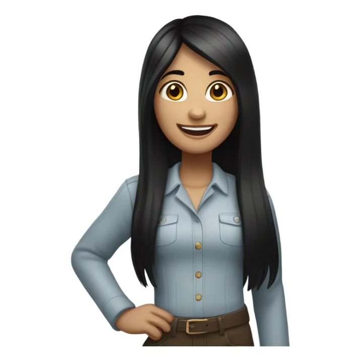 a light skin girl with black straight hair waving sticker