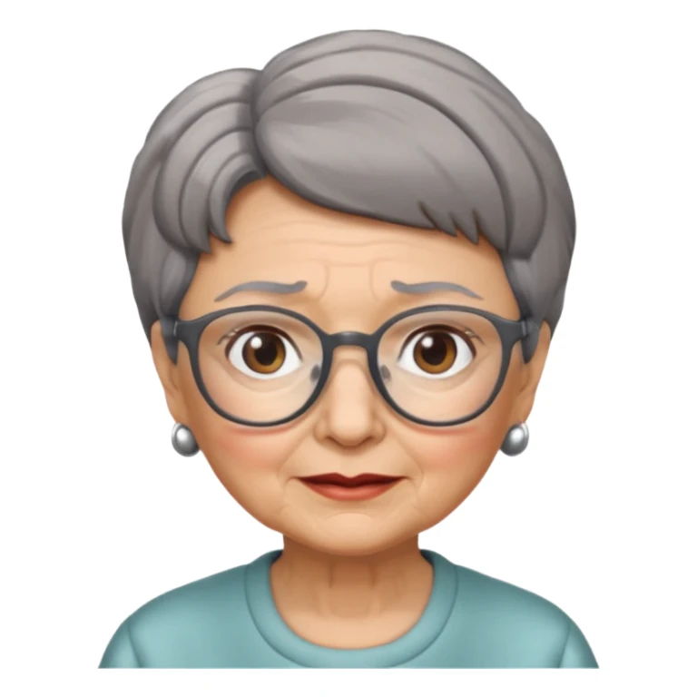 grandma, short gray and brown  hair and glasses sticker