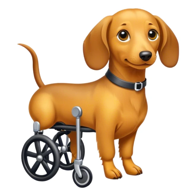 Yellow dachshund in a wheelchair  sticker
