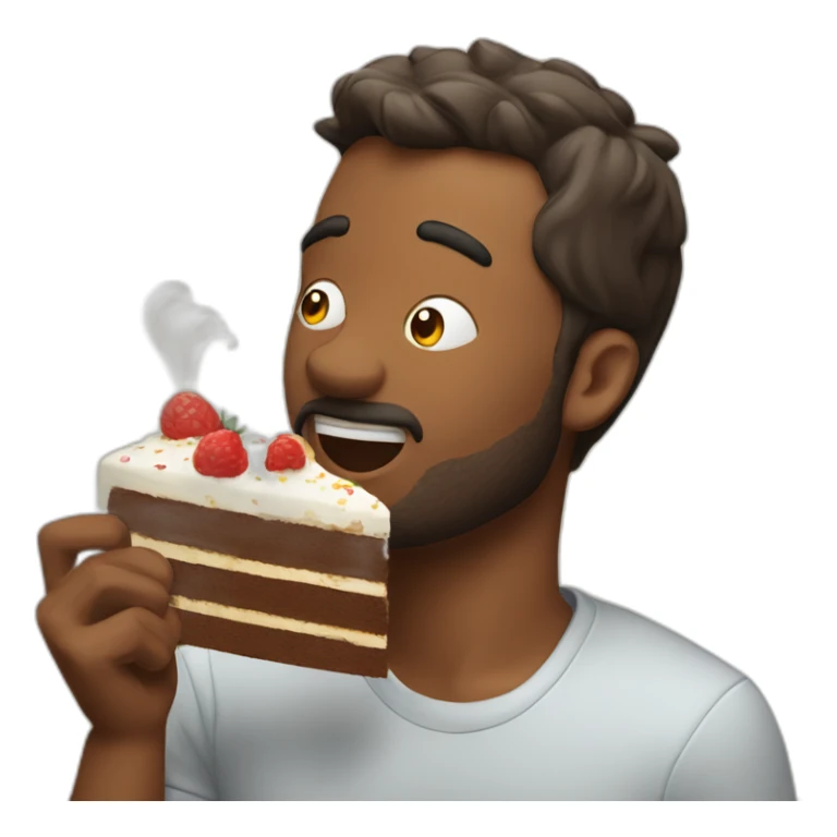 man eating cake with a beer in his head sticker