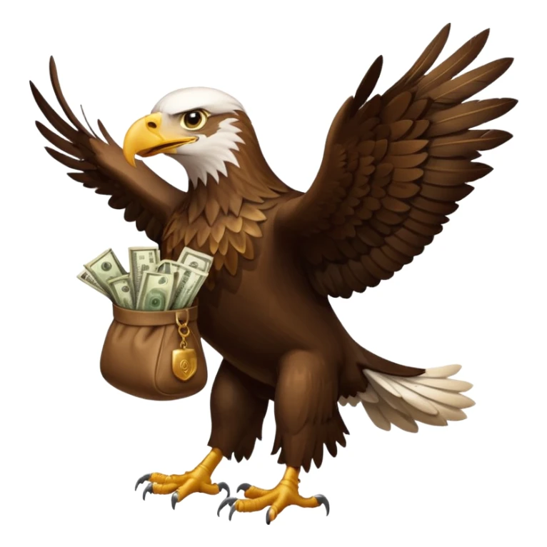 Eagle flying with money bag in mouth sticker
