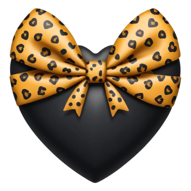 black heart with cheetah bow wrapped around it  sticker