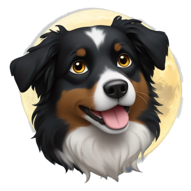 Small black australian shepherd dog with moon and stars  sticker