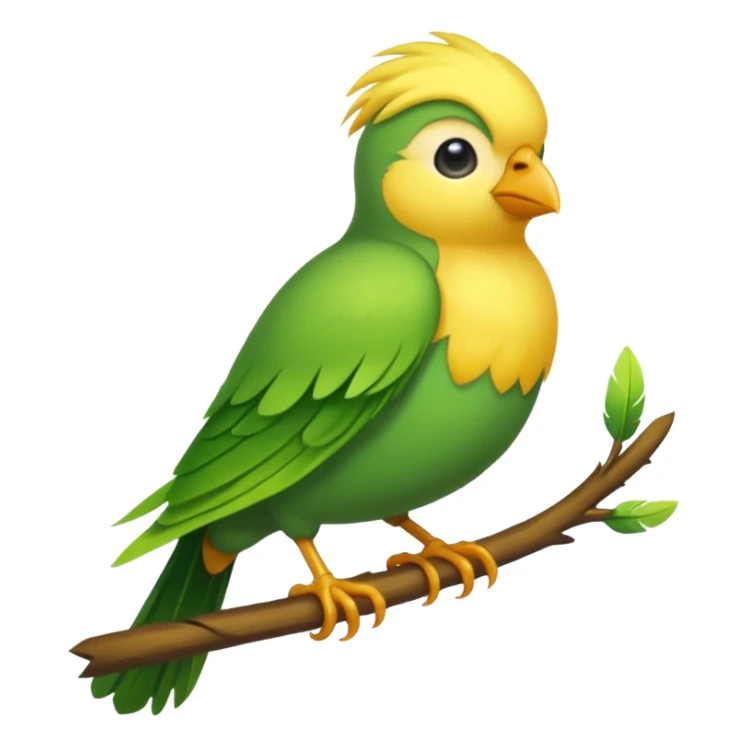 A bird with color green and his head yellow sticker
