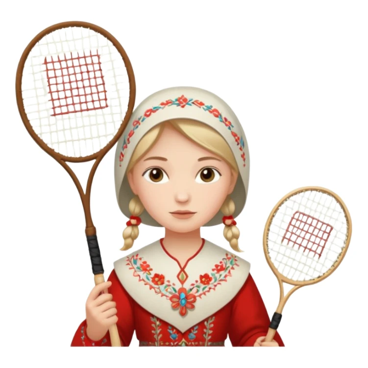 ancient russia girl with 1 badminton racket sticker