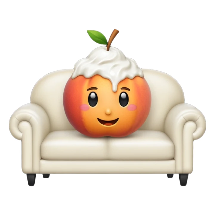 White cream drenched on a peach on a black couch sticker