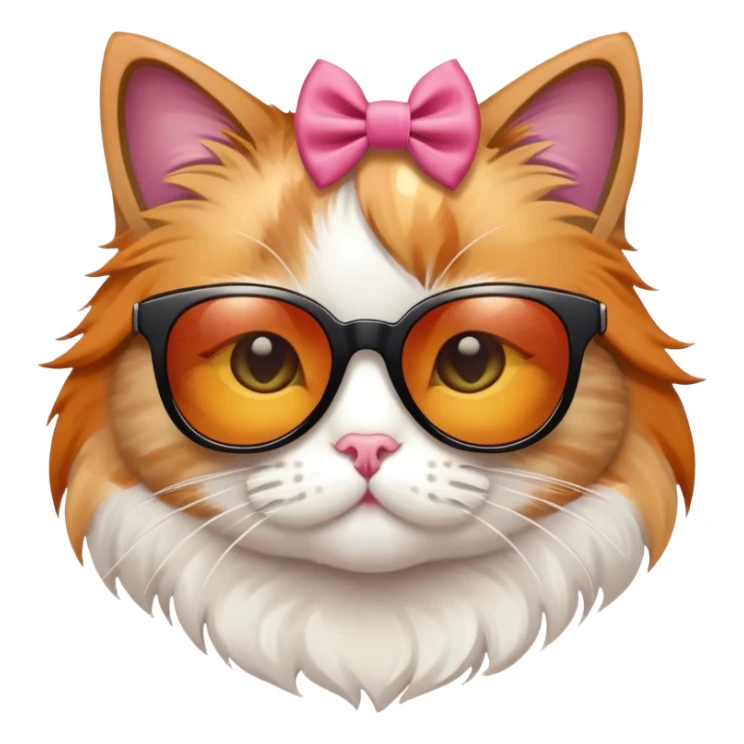 Cat with sunglasses and a bow sticker