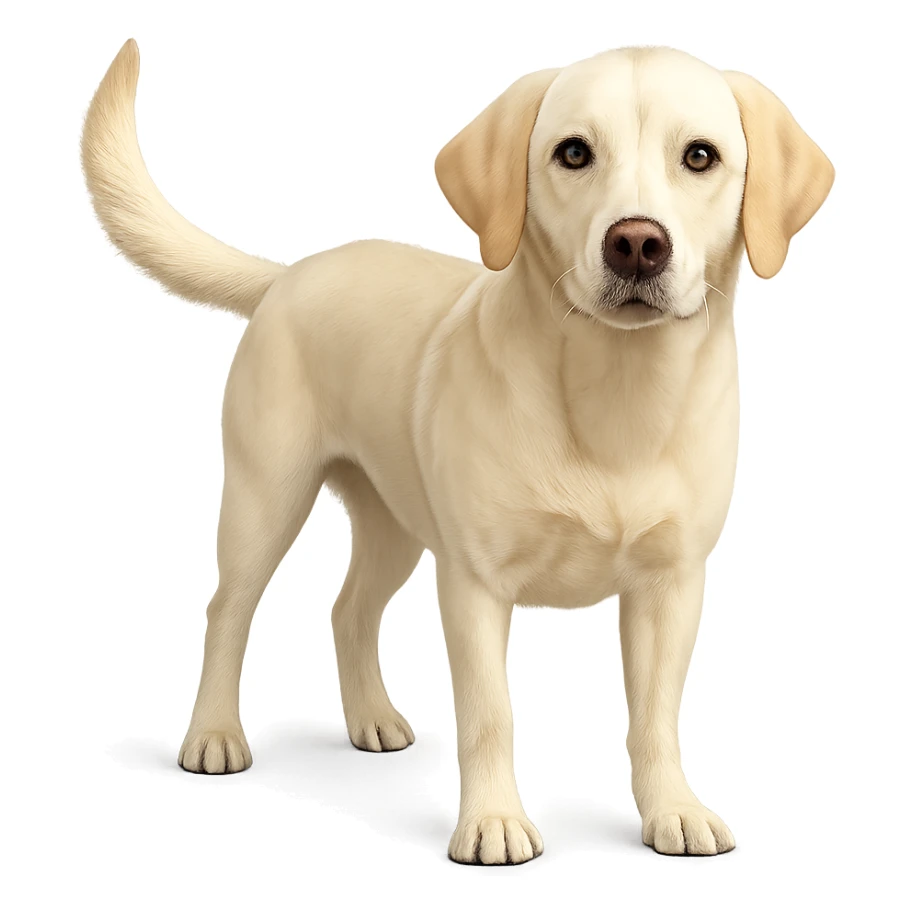labrador girl, standing, wagging tail, light fur, big ears sticker