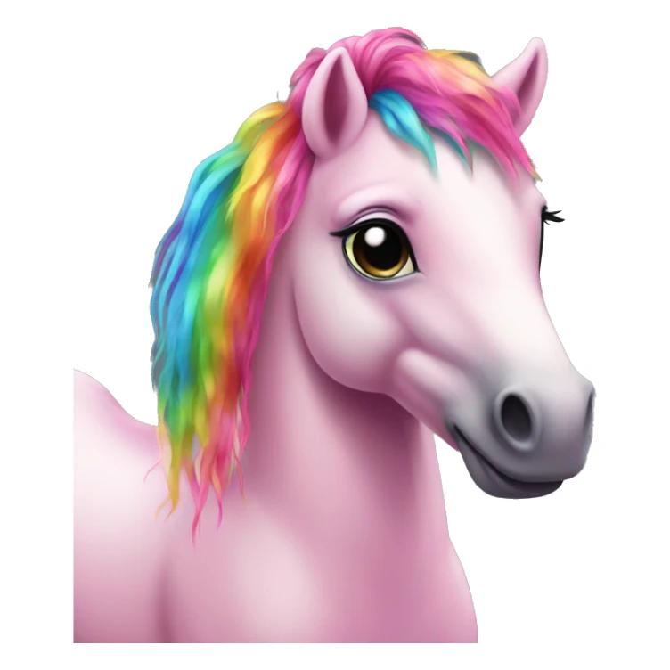 Realistic pink pony with rainbow hair full height sticker