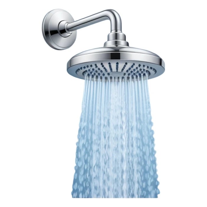 “Flat icon-style emoji of a wall-mounted shower head, blue and gray tones, clean vector design” sticker
