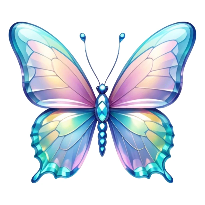 Sparkly glossy Pastel iridescent glass crystal butterfly sticker