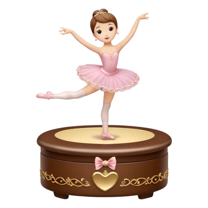 brown open music box with dancing ballerina sticker